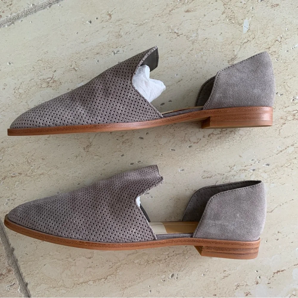 Dolce Vita Cody Grey Perforated Suede Flats Loafers Slip-on Shoes